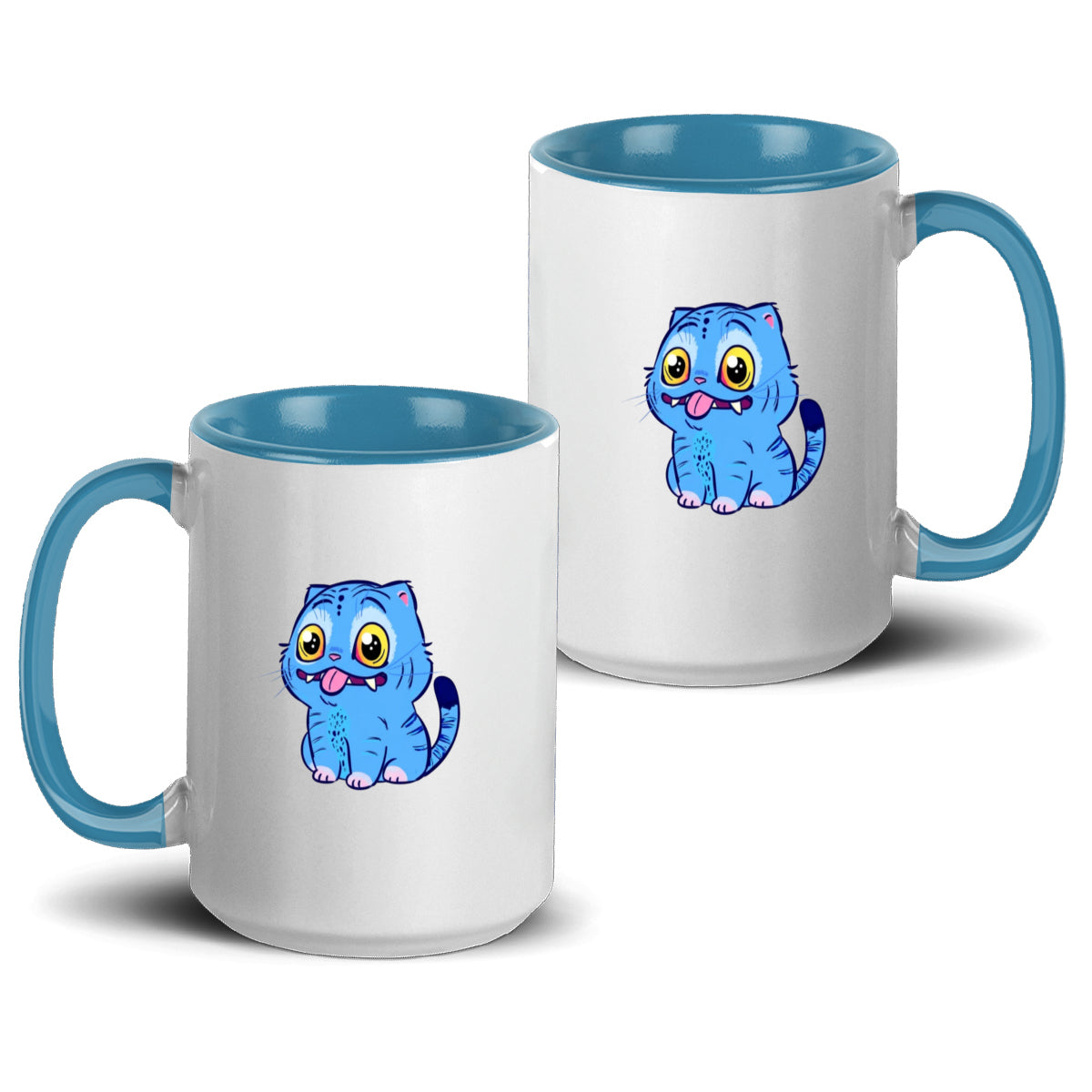 Blue Tiger Kpop Demon Hunters Accent Mug 15oz – Derpy Tiger Netflix-Inspired Ceramic Coffee Cup for K-pop Fans