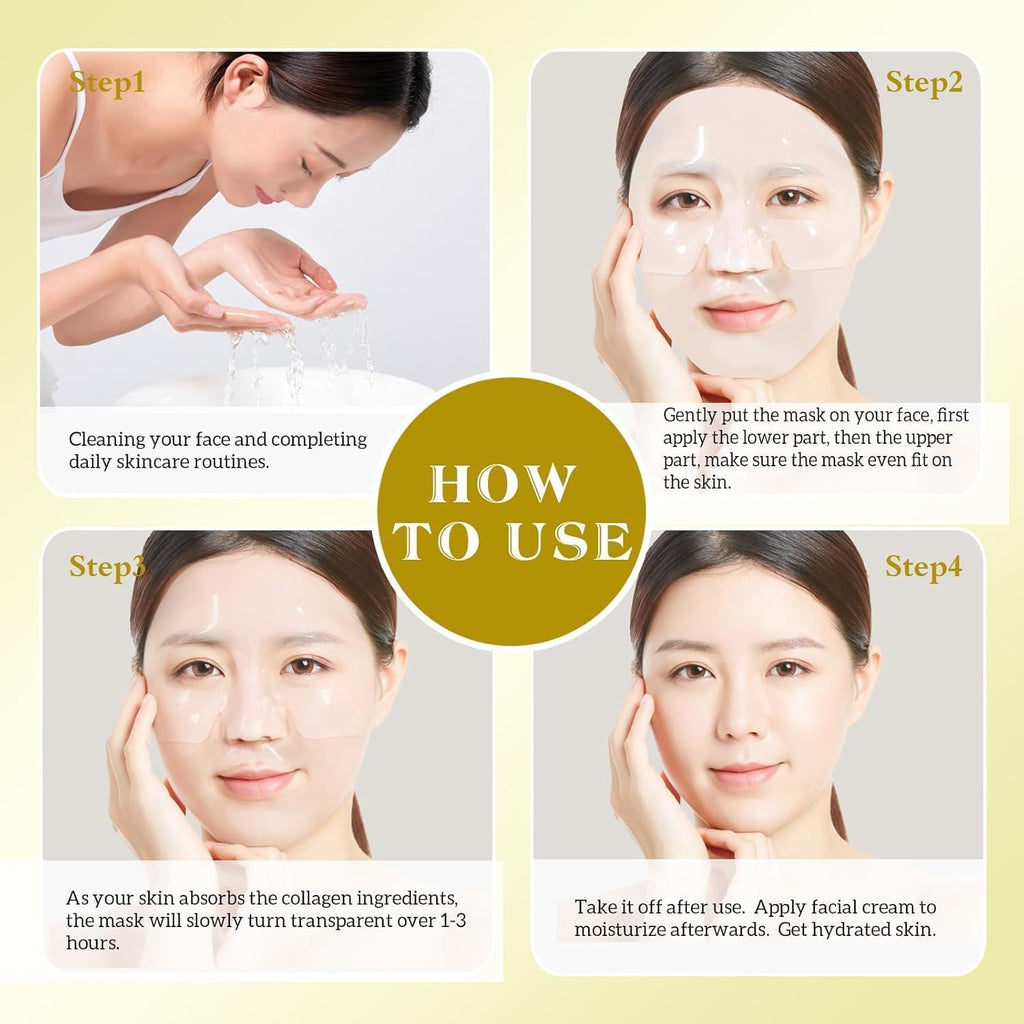 Bio-Collagen Real Deep Anti-Wrinkle Lifting Mask – Overnight Hydrating Face Mask for All Skin Types, Moisturizing & Firming, 17-Pack
