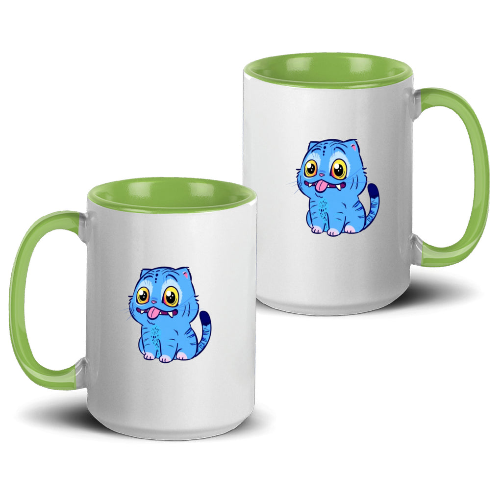 Blue Tiger Kpop Demon Hunters Accent Mug 15oz – Derpy Tiger Netflix-Inspired Ceramic Coffee Cup for K-pop Fans