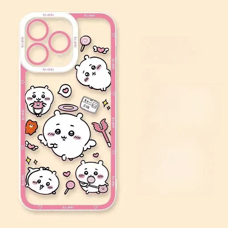 Cute Cartoon Chiikawa Usagi Hachiware Case for Iphone 16E 16 15 11 14 13 12 Pro Max plus 7 8 X XS XR Silicone Capa Clear Cover