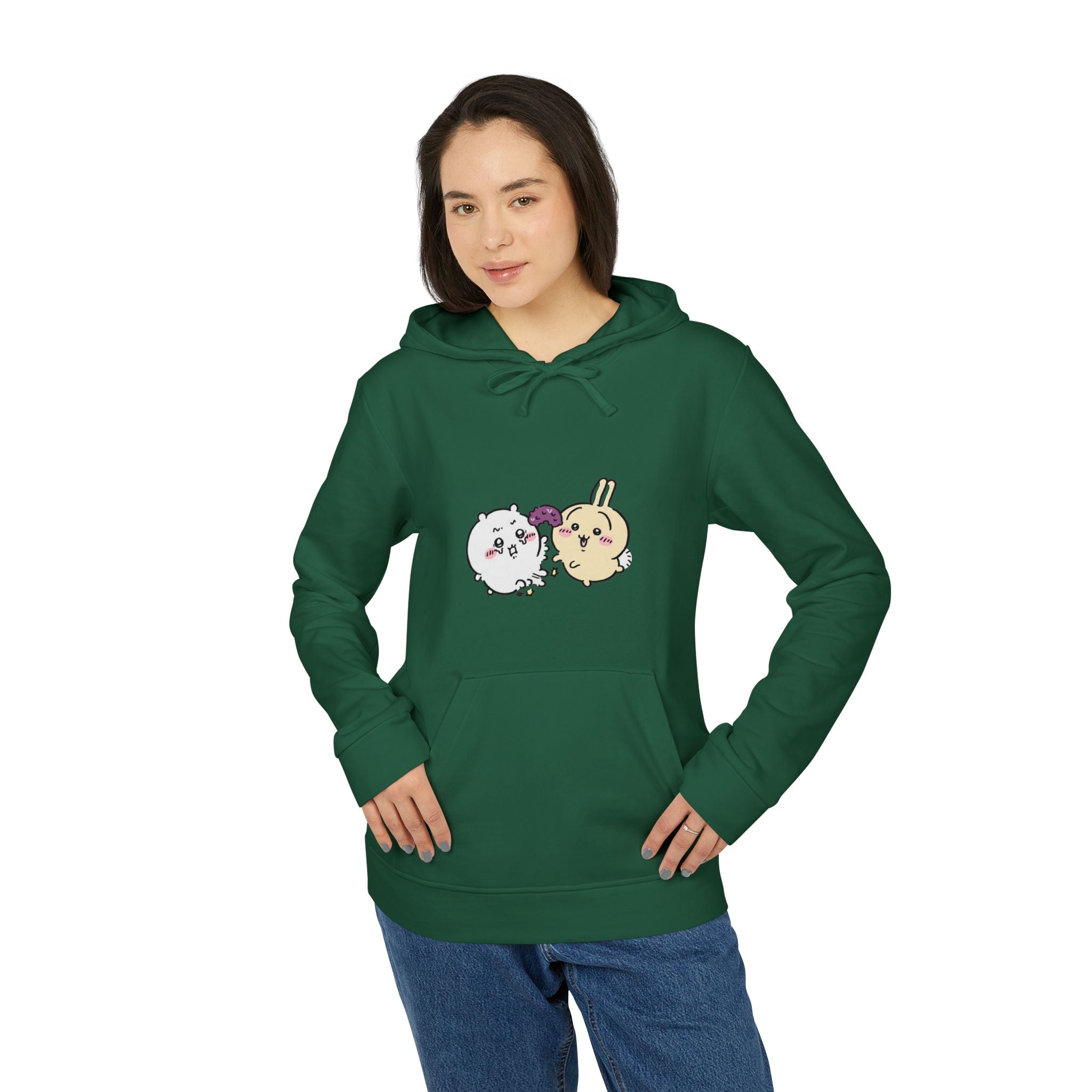 "Chiikawa Cute Cartoon Unisex Fleece Hoodie – Kawaii Character Sweatshirt for Cozy Everyday Style