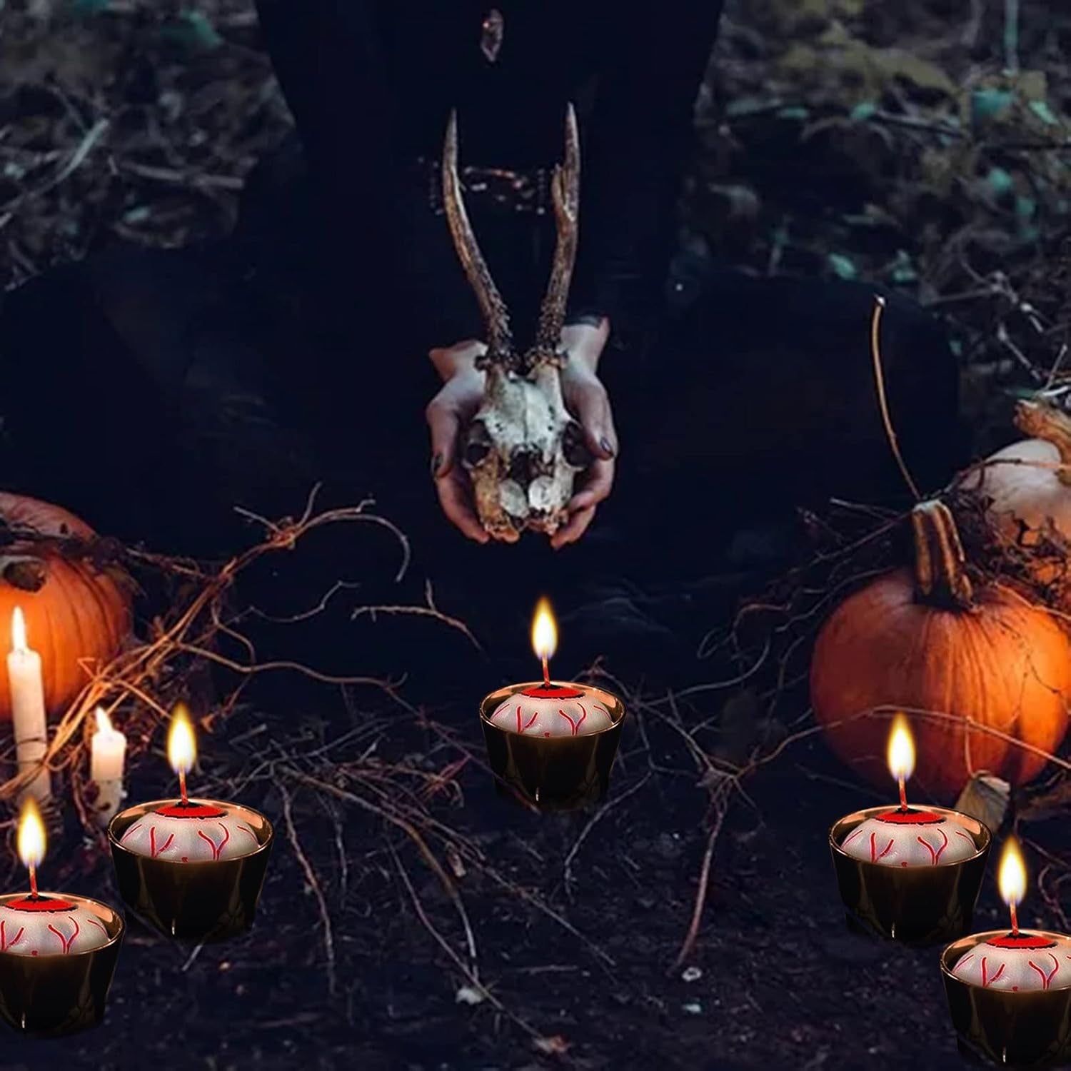 Halloween Eyeball Floating Candles, Scary Eye Ball Tealights Candles Realistic Eyeball Floats on Water Table Candles Decor for Centerpieces, Halloween Dinner Party Decoration (5PCS)