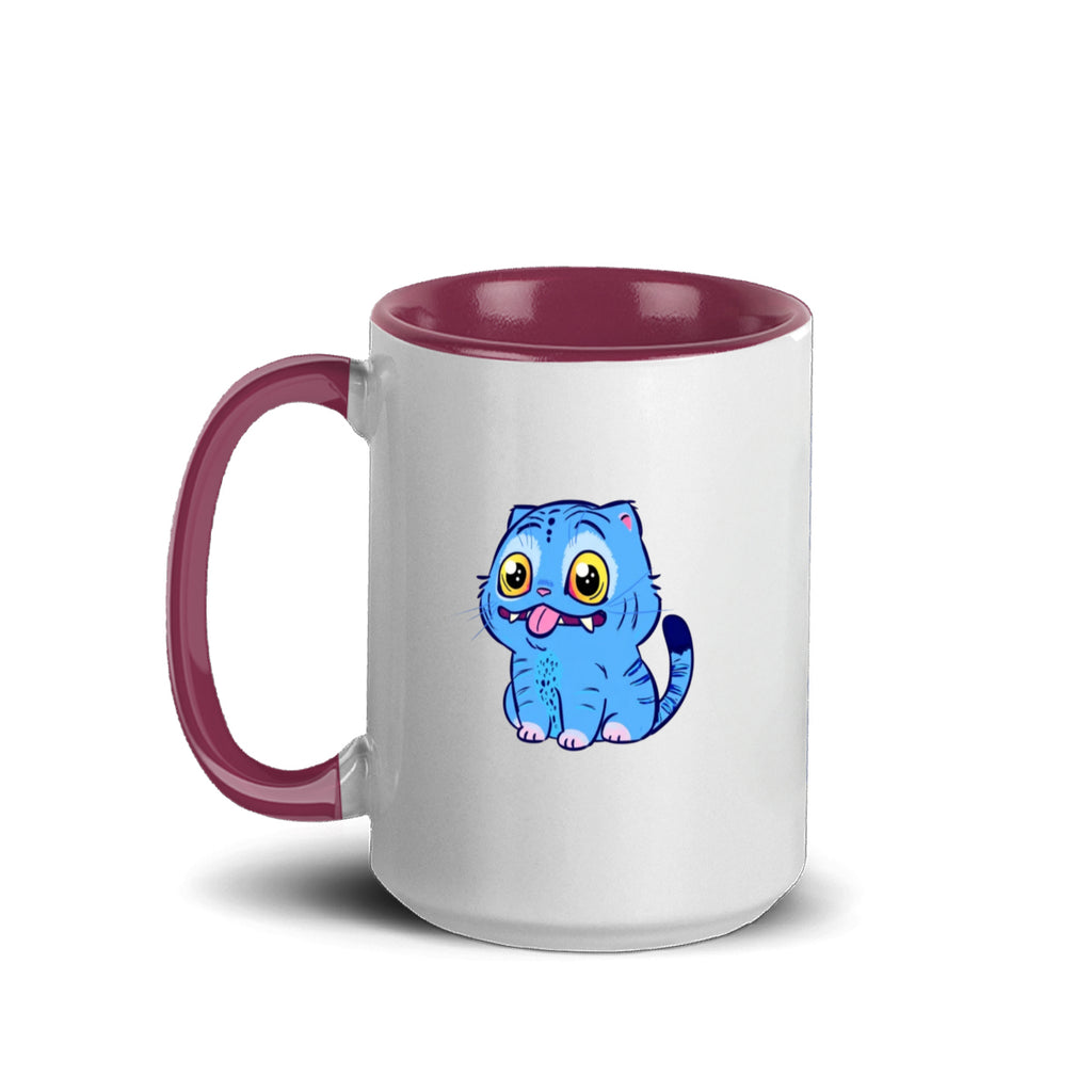 Blue Tiger Kpop Demon Hunters Accent Mug 15oz – Derpy Tiger Netflix-Inspired Ceramic Coffee Cup for K-pop Fans