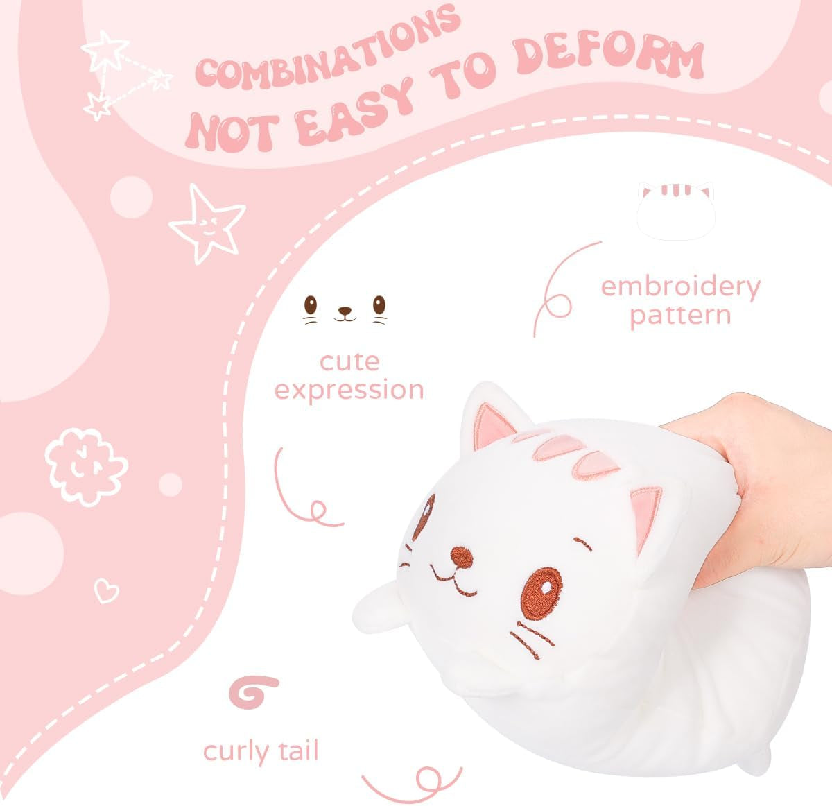 Snuggle Up with Our Adorable 23.6 Inch White Cat Plush Body Pillow - The Ultimate Soft Cartoon Hugging Toy for All Ages!