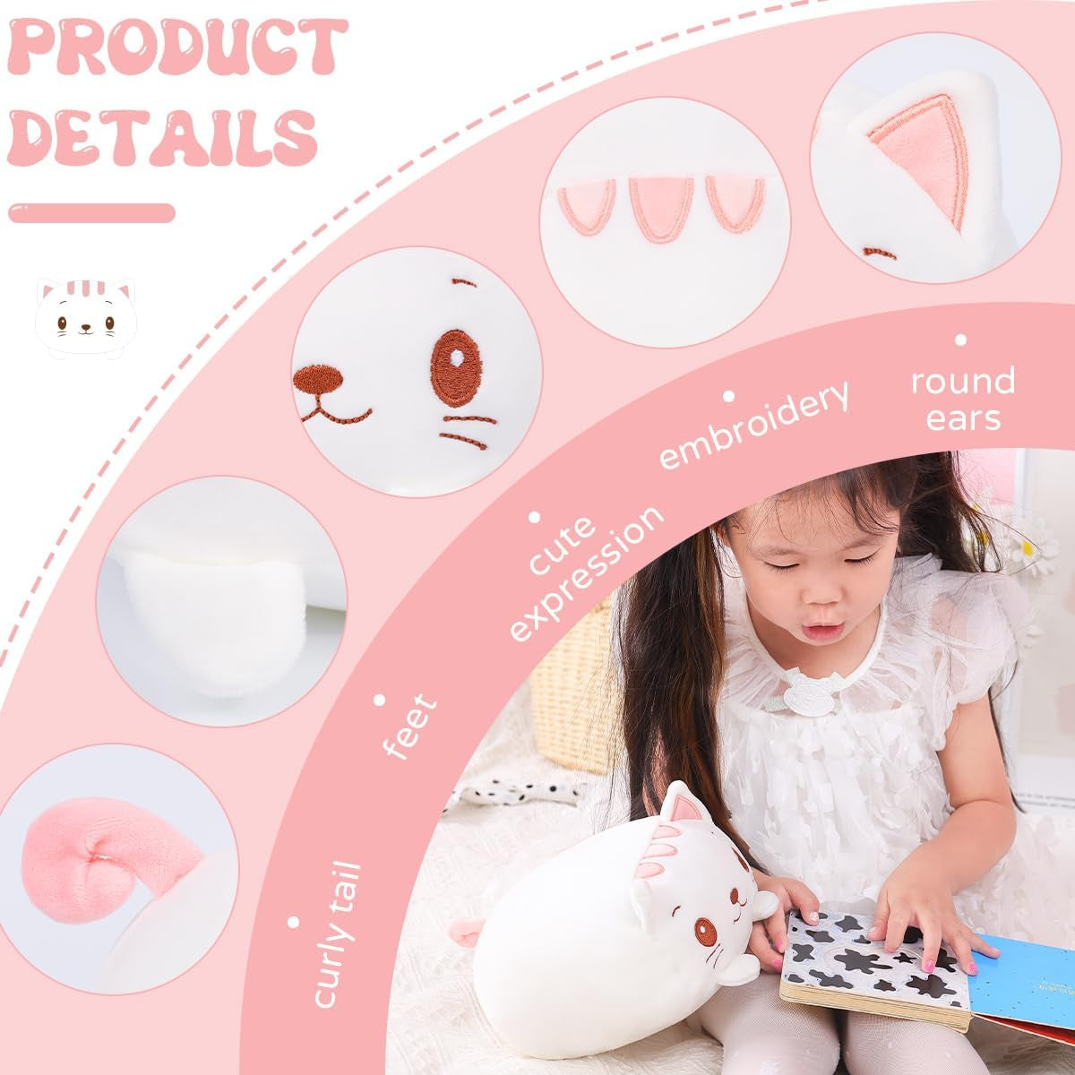 Snuggle Up with Our Adorable 23.6 Inch White Cat Plush Body Pillow - The Ultimate Soft Cartoon Hugging Toy for All Ages!