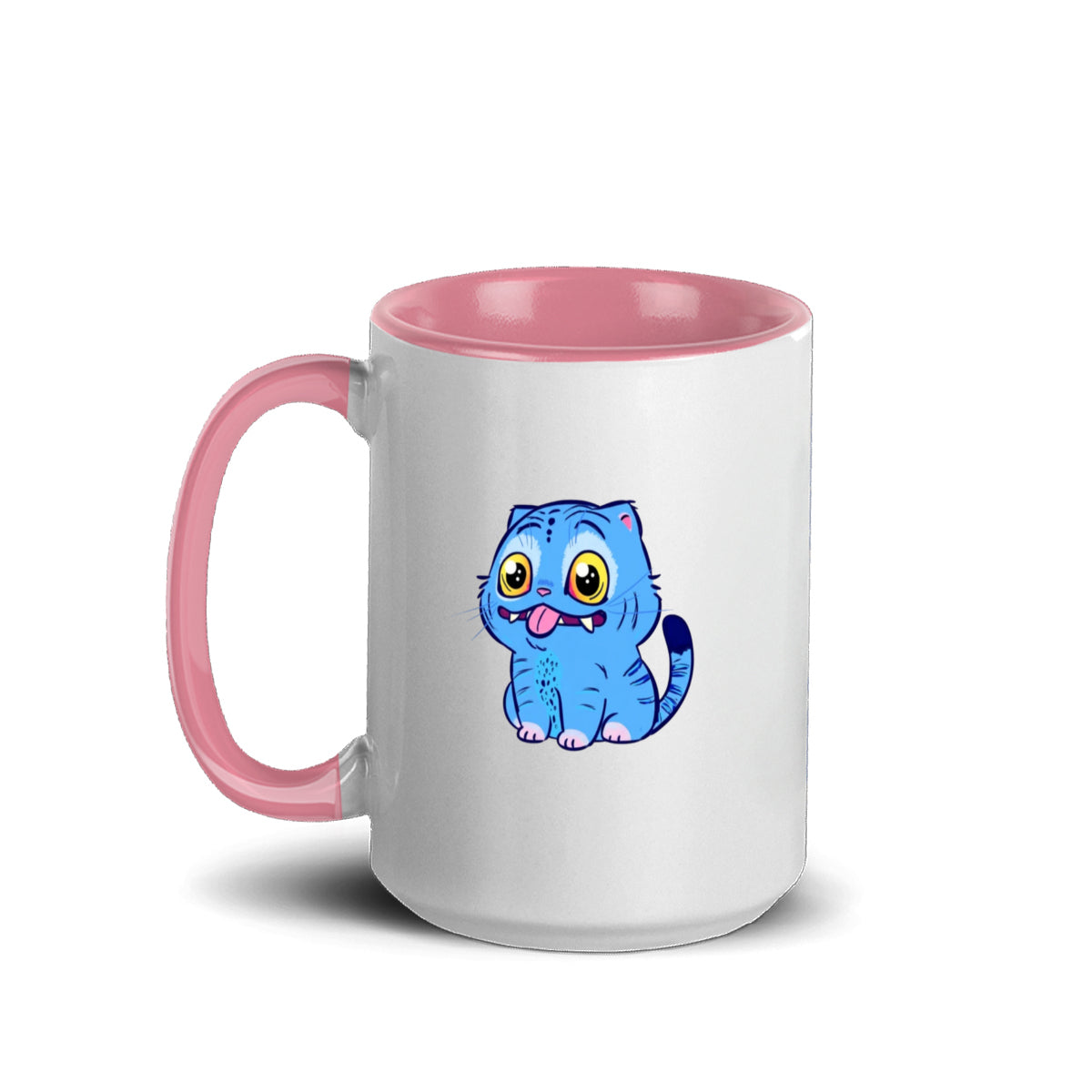 Blue Tiger Kpop Demon Hunters Accent Mug 15oz – Derpy Tiger Netflix-Inspired Ceramic Coffee Cup for K-pop Fans