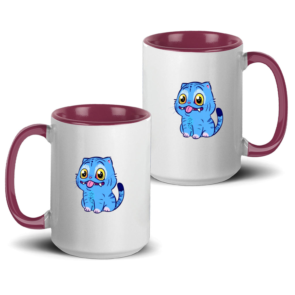 Blue Tiger Kpop Demon Hunters Accent Mug 15oz – Derpy Tiger Netflix-Inspired Ceramic Coffee Cup for K-pop Fans