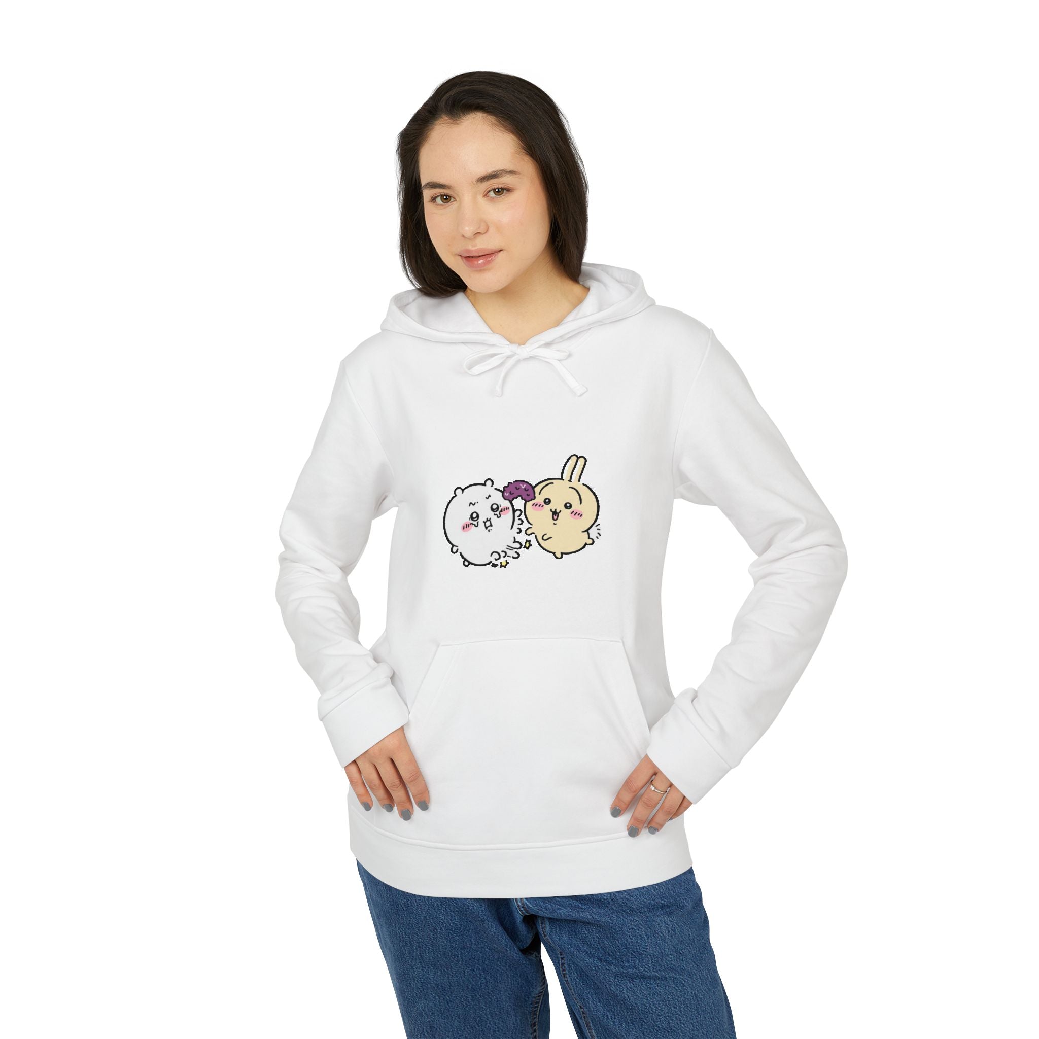 "Chiikawa Cute Cartoon Unisex Fleece Hoodie – Kawaii Character Sweatshirt for Cozy Everyday Style