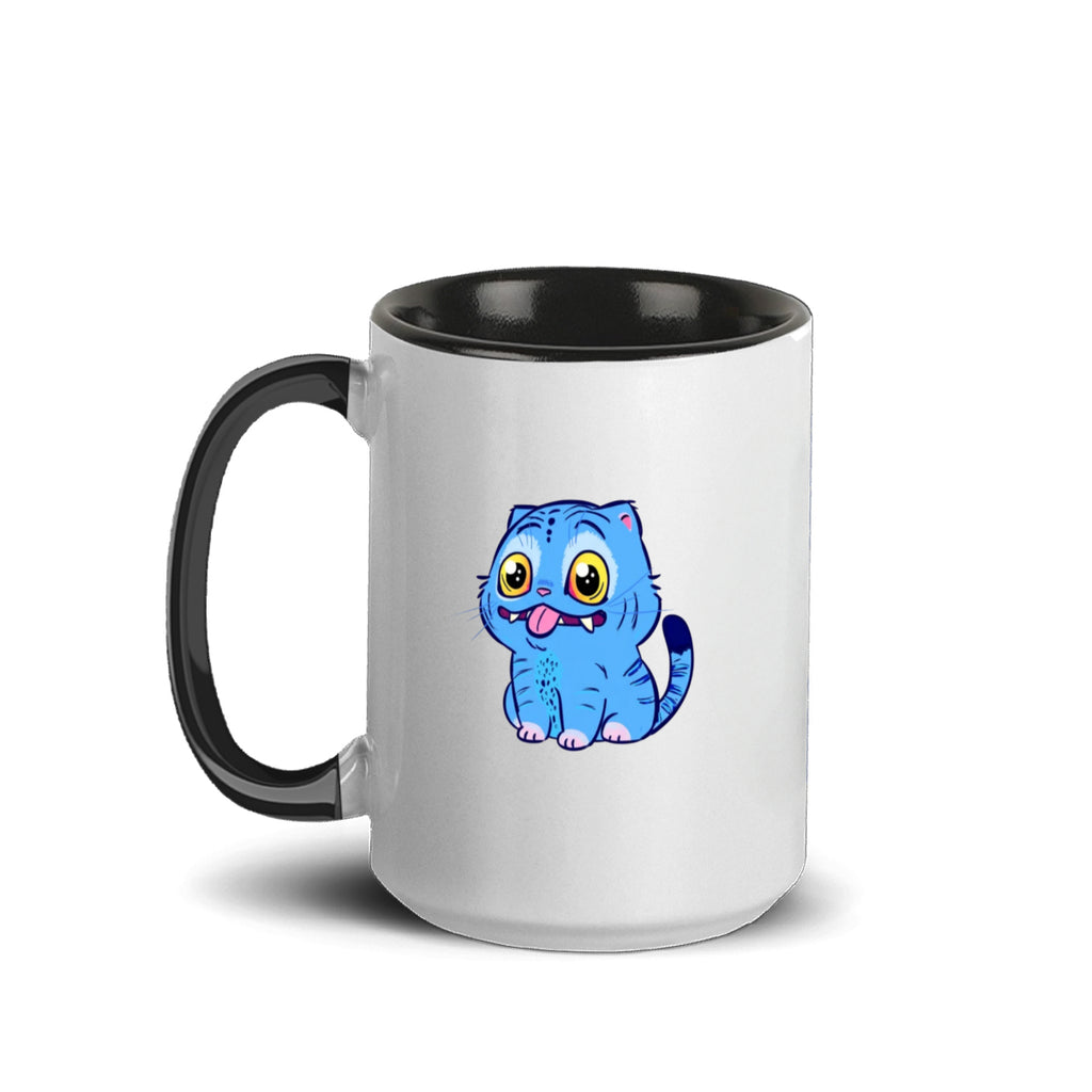 Blue Tiger Kpop Demon Hunters Accent Mug 15oz – Derpy Tiger Netflix-Inspired Ceramic Coffee Cup for K-pop Fans