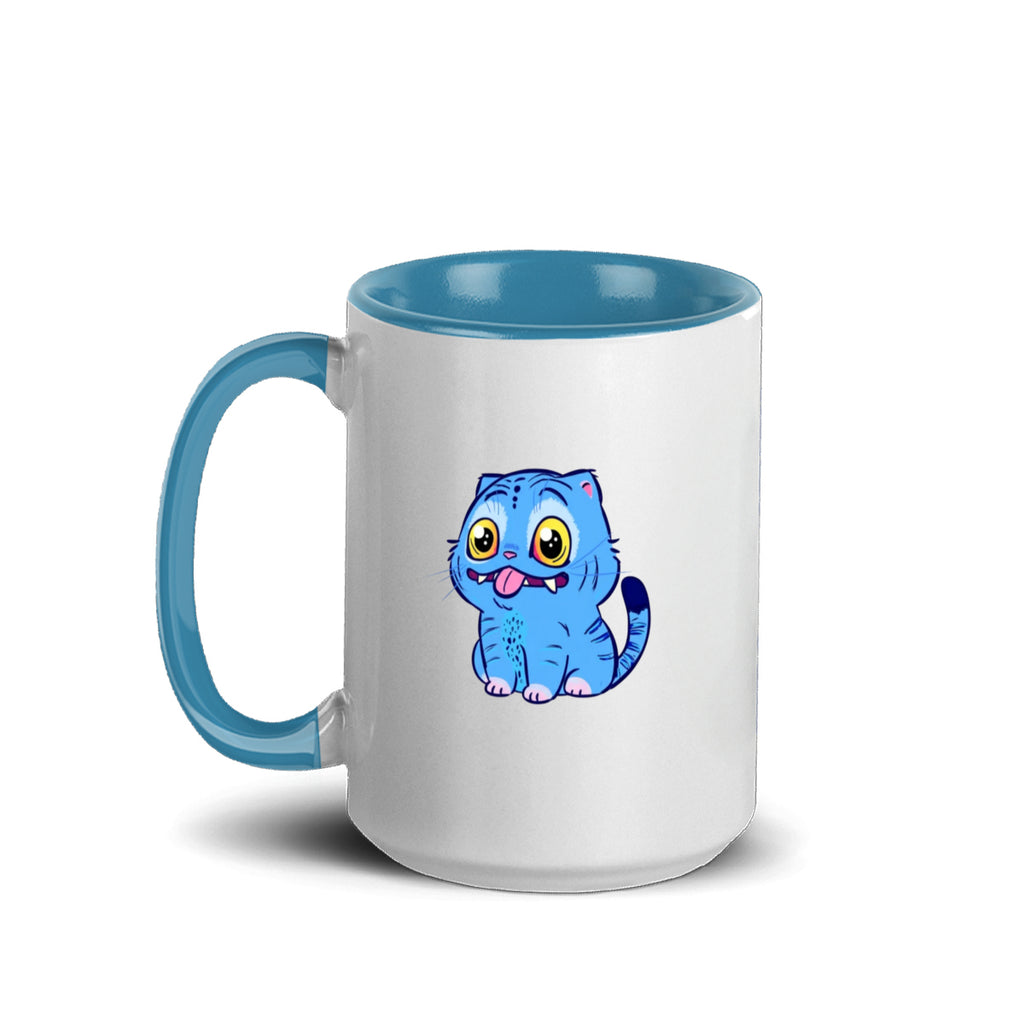 Blue Tiger Kpop Demon Hunters Accent Mug 15oz – Derpy Tiger Netflix-Inspired Ceramic Coffee Cup for K-pop Fans