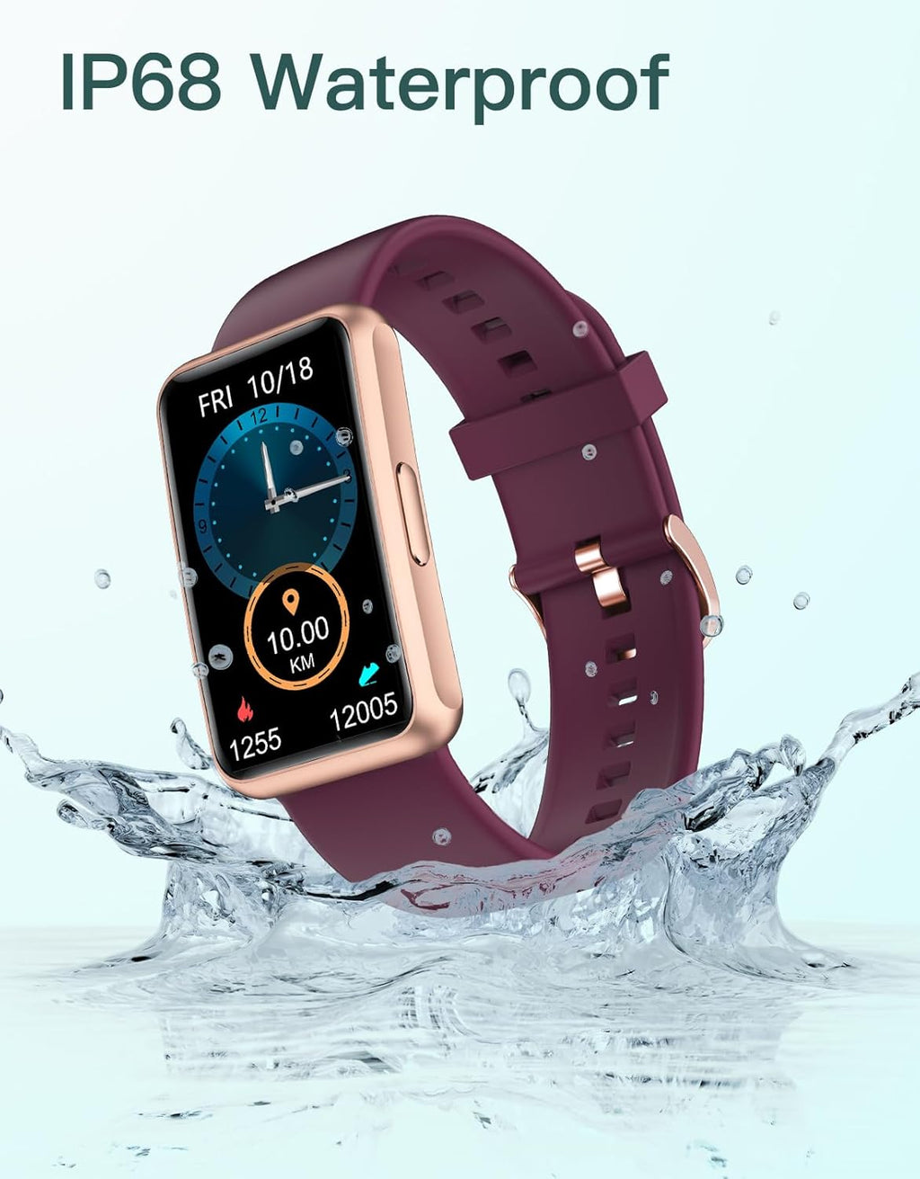 Fitness Tracker Watch – No Bluetooth, No App, No Phone Needed, IP68 Waterproof Full Touch Screen with Step, Calorie & Sleep Tracking, Alarm Clock (Purple)
