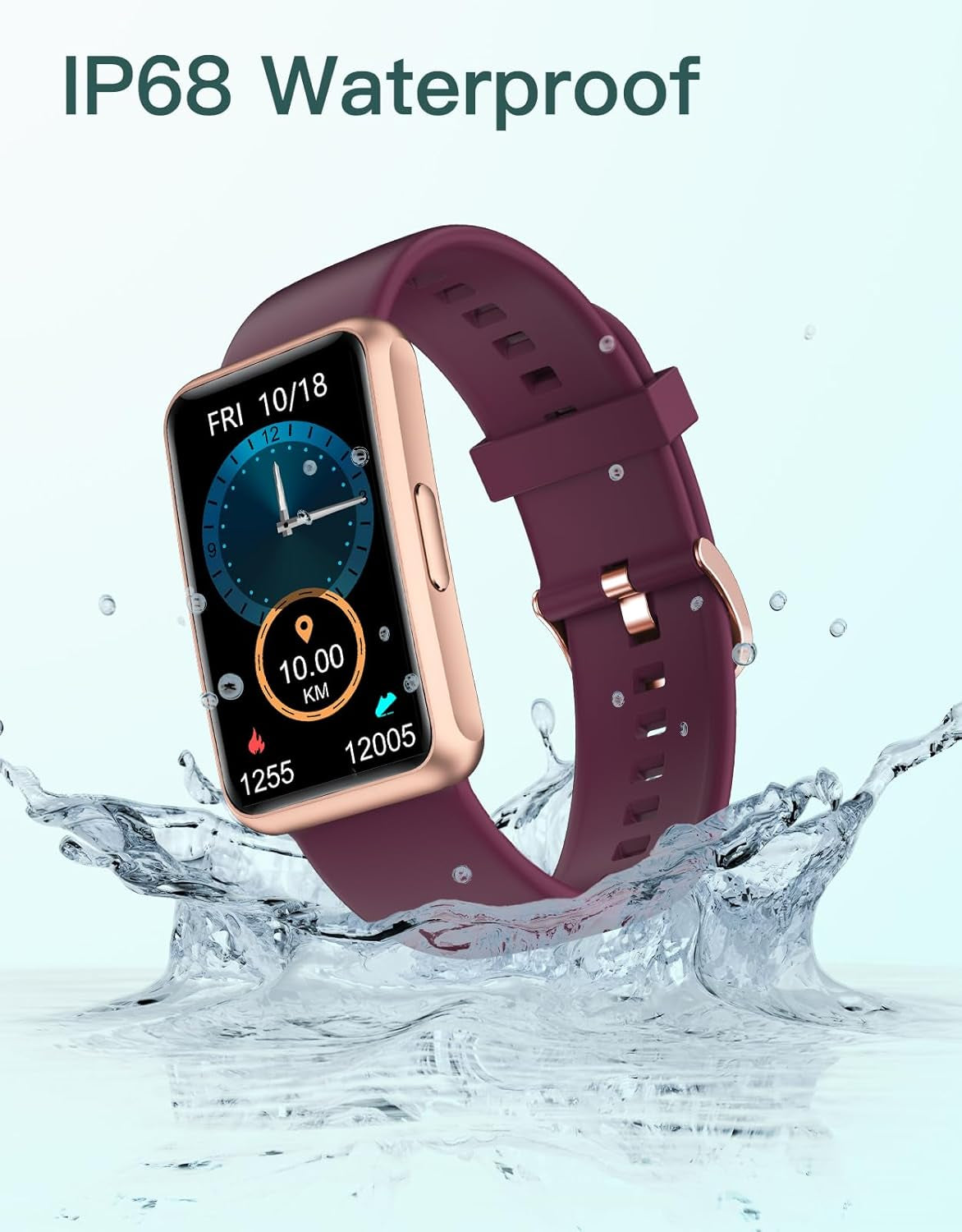 Fitness Tracker Watch – No Bluetooth, No App, No Phone Needed, IP68 Waterproof Full Touch Screen with Step, Calorie & Sleep Tracking, Alarm Clock (Purple)