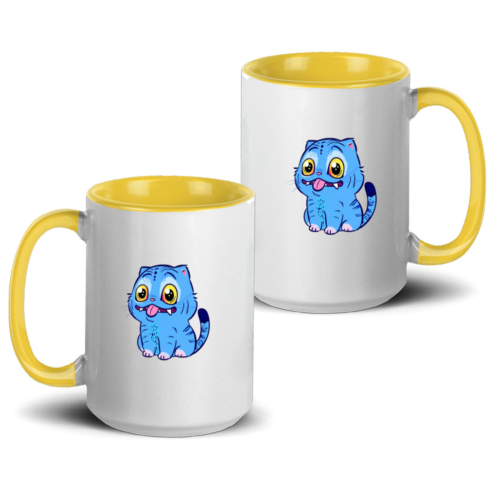 Blue Tiger Kpop Demon Hunters Accent Mug 15oz – Derpy Tiger Netflix-Inspired Ceramic Coffee Cup for K-pop Fans