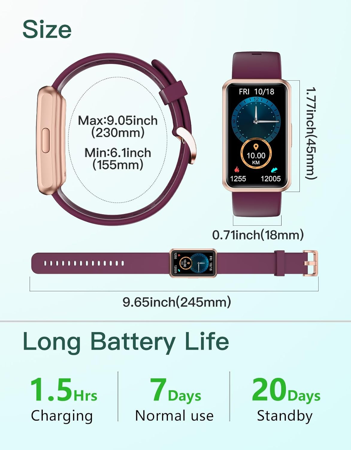Fitness Tracker Watch – No Bluetooth, No App, No Phone Needed, IP68 Waterproof Full Touch Screen with Step, Calorie & Sleep Tracking, Alarm Clock (Purple)