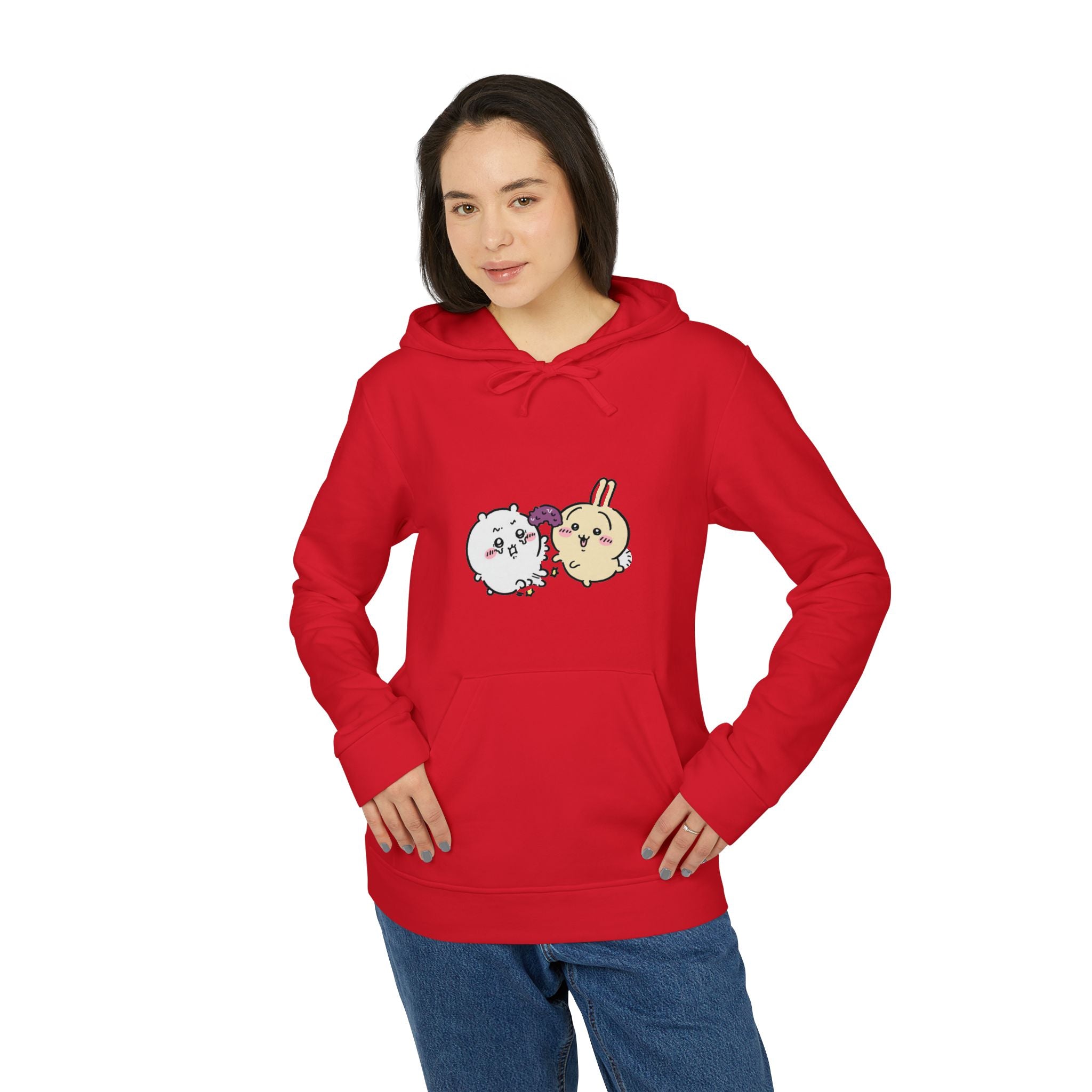 "Chiikawa Cute Cartoon Unisex Fleece Hoodie – Kawaii Character Sweatshirt for Cozy Everyday Style