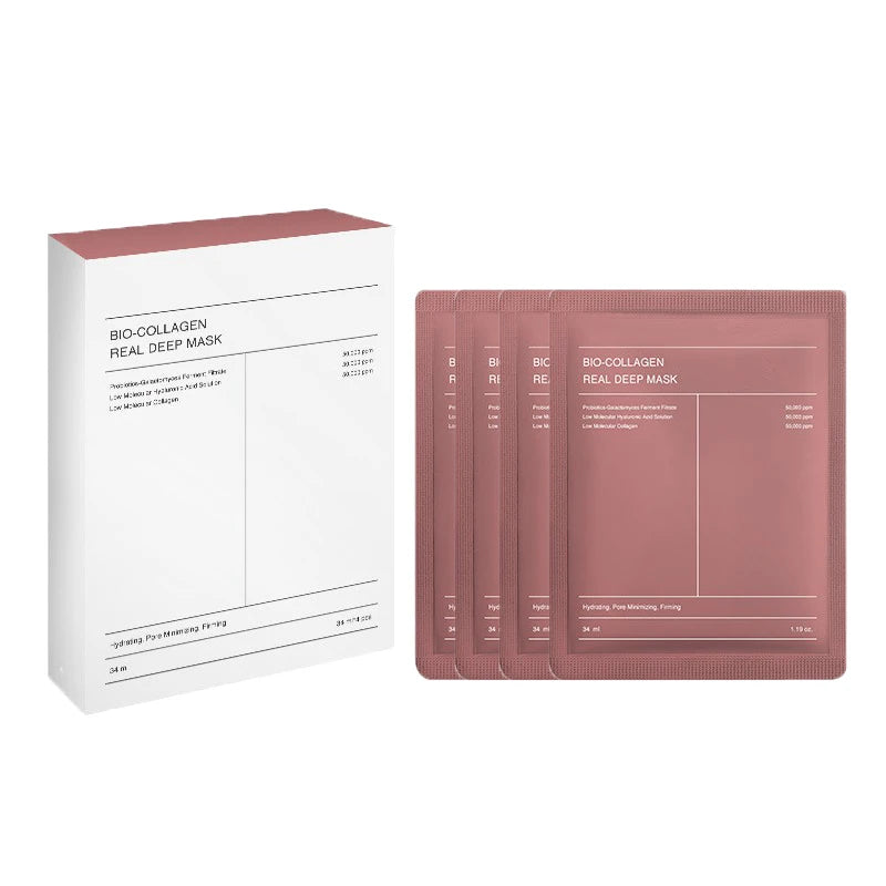 4-Pack Bio-Collagen Real Deep Night Mask – Absorbable Moisturizing & Firming Face Mask for Nourishing, Brightening & Skincare