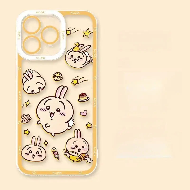 Cute Cartoon Chiikawa Usagi Hachiware Case for Iphone 16E 16 15 11 14 13 12 Pro Max plus 7 8 X XS XR Silicone Capa Clear Cover