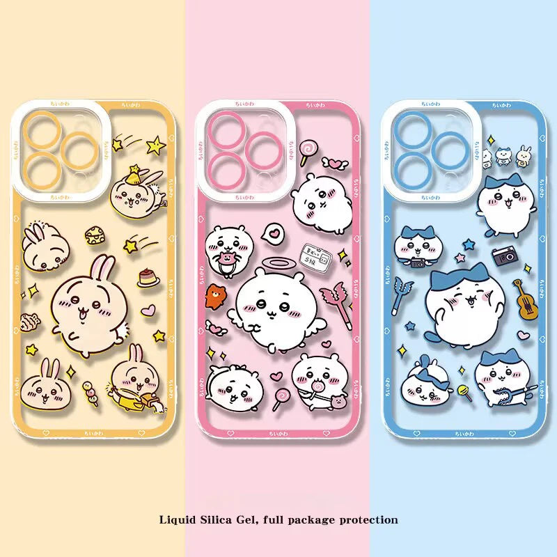 Cute Cartoon Chiikawa Usagi Hachiware Case for Iphone 16E 16 15 11 14 13 12 Pro Max plus 7 8 X XS XR Silicone Capa Clear Cover