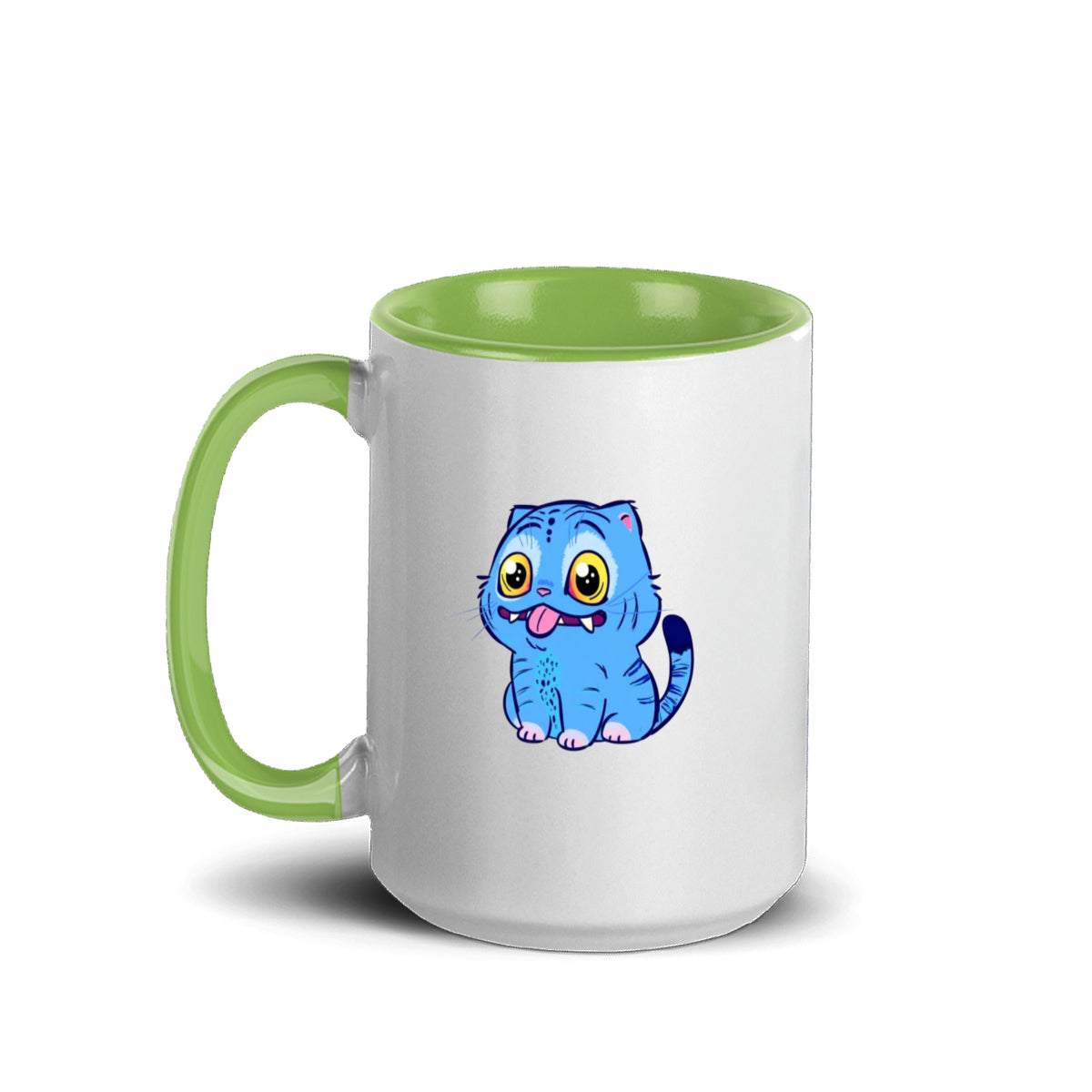 Blue Tiger Kpop Demon Hunters Accent Mug 15oz – Derpy Tiger Netflix-Inspired Ceramic Coffee Cup for K-pop Fans