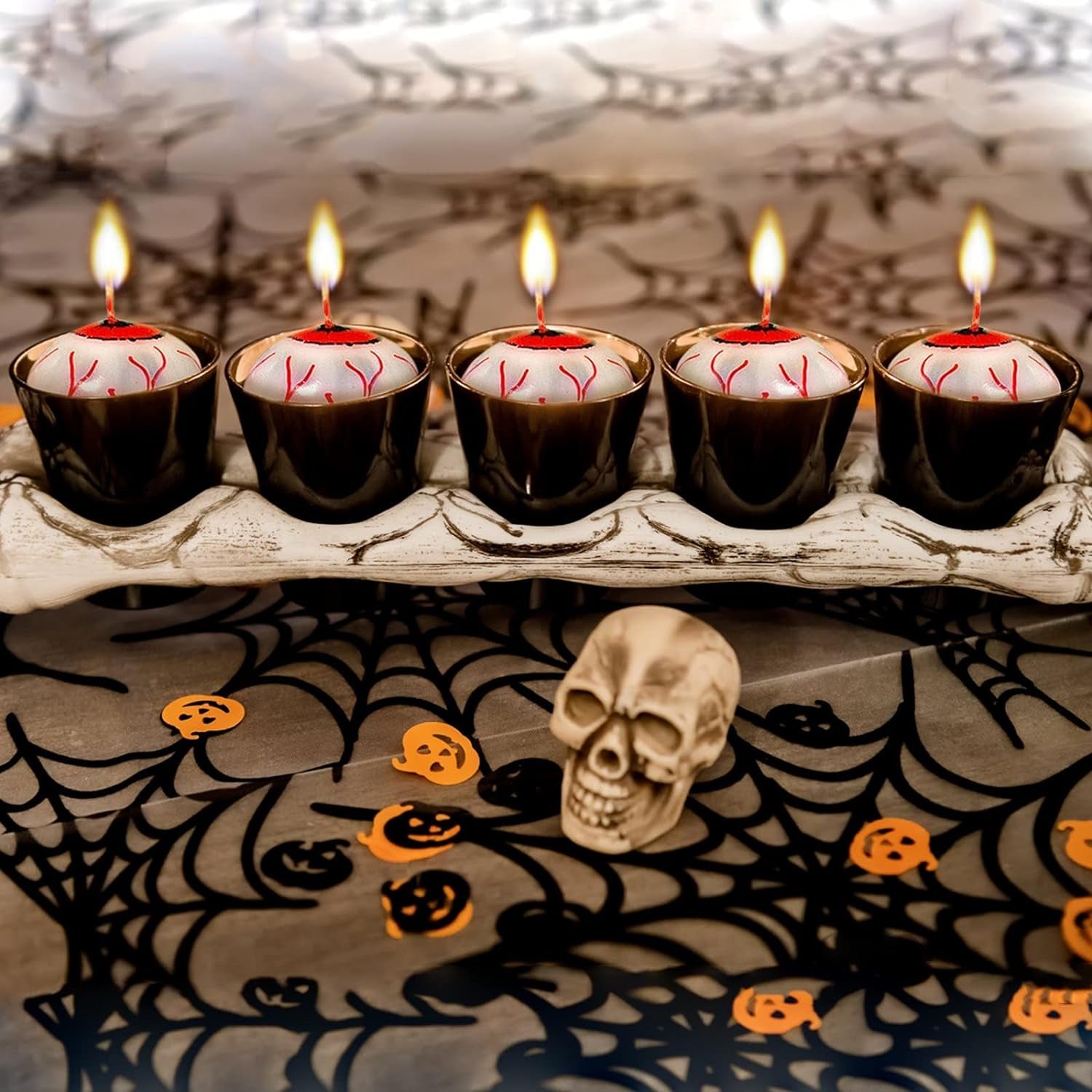 Halloween Eyeball Floating Candles, Scary Eye Ball Tealights Candles Realistic Eyeball Floats on Water Table Candles Decor for Centerpieces, Halloween Dinner Party Decoration (5PCS)