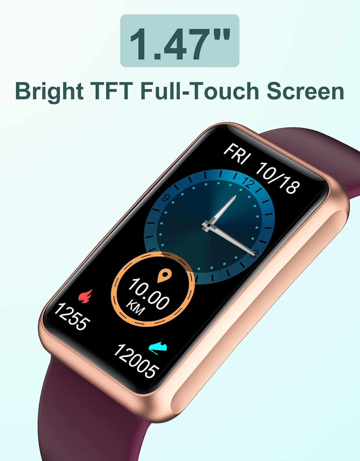 Fitness Tracker Watch – No Bluetooth, No App, No Phone Needed, IP68 Waterproof Full Touch Screen with Step, Calorie & Sleep Tracking, Alarm Clock (Purple)