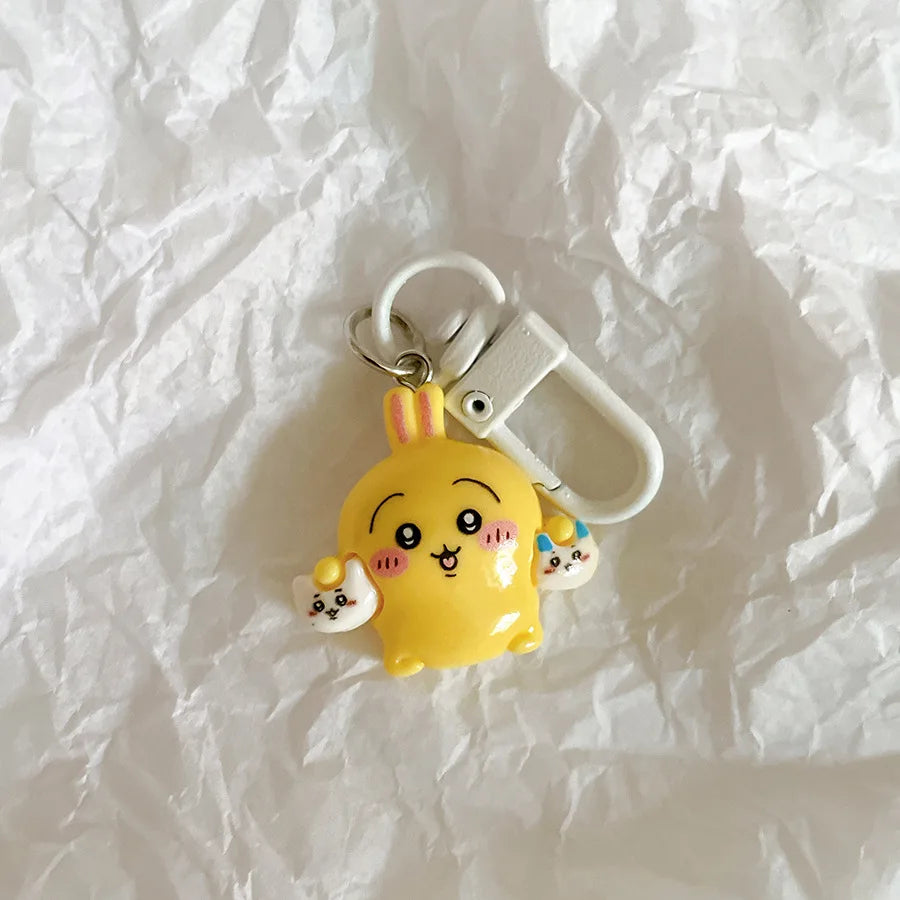 Sanrio Kawaii Keychain Set (6Pcs) – Cute Anime Hachiware & Usagi Bag Charms, Perfect Birthday Gift for Kids & Friends
