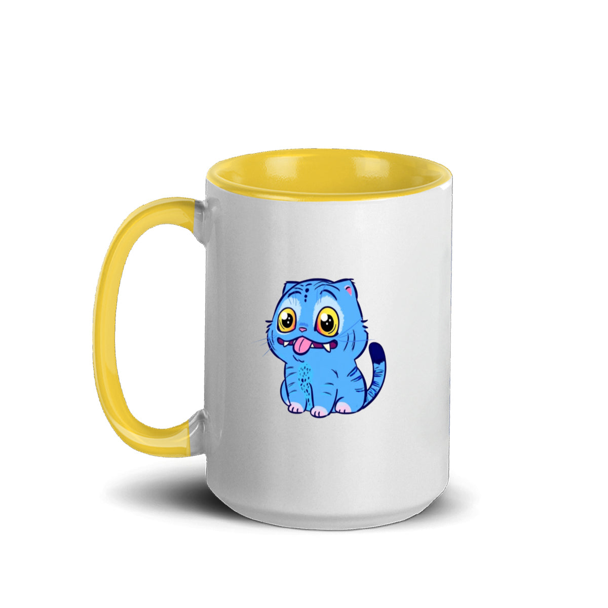 Blue Tiger Kpop Demon Hunters Accent Mug 15oz – Derpy Tiger Netflix-Inspired Ceramic Coffee Cup for K-pop Fans