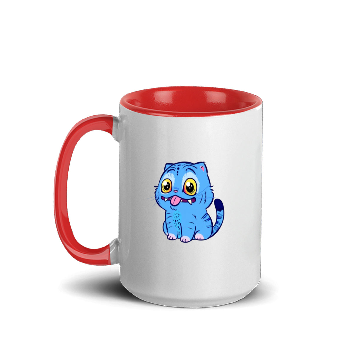 Blue Tiger Kpop Demon Hunters Accent Mug 15oz – Derpy Tiger Netflix-Inspired Ceramic Coffee Cup for K-pop Fans