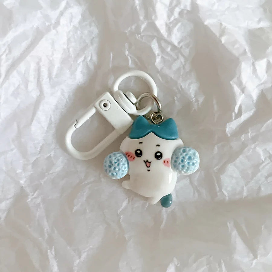 Sanrio Kawaii Keychain Set (6Pcs) – Cute Anime Hachiware & Usagi Bag Charms, Perfect Birthday Gift for Kids & Friends