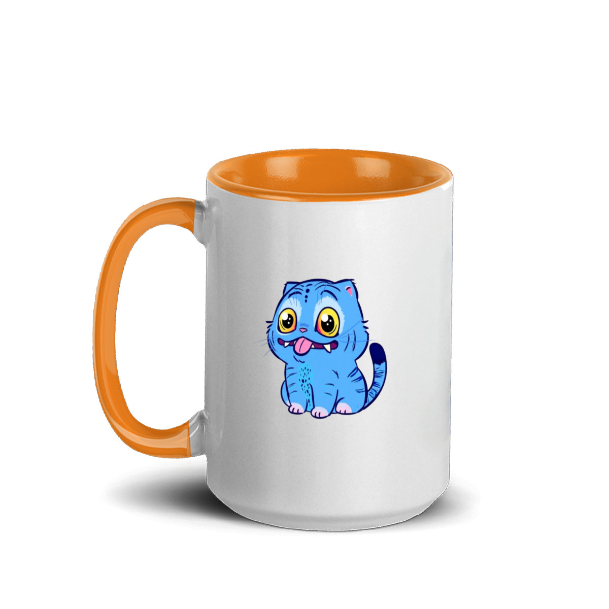 Blue Tiger Kpop Demon Hunters Accent Mug 15oz – Derpy Tiger Netflix-Inspired Ceramic Coffee Cup for K-pop Fans