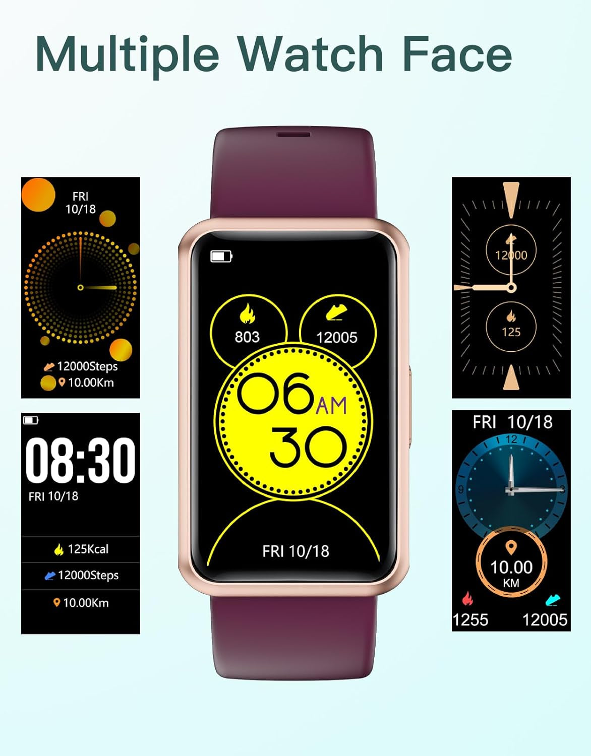 Fitness Tracker Watch – No Bluetooth, No App, No Phone Needed, IP68 Waterproof Full Touch Screen with Step, Calorie & Sleep Tracking, Alarm Clock (Purple)
