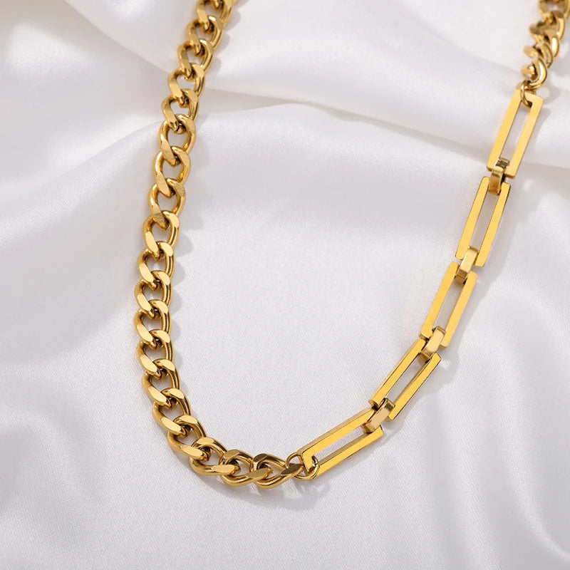 Double Layer Zircon Clavicle Chain Necklace – Thick Stainless Steel Punk Hip-Hop Streetwear Jewelry Gift for Women