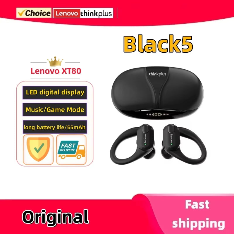 XT80 Sports Wireless Earbuds – Bluetooth 5.3 TWS Headphones with Mic, LED Power Display & HiFi Stereo Sound