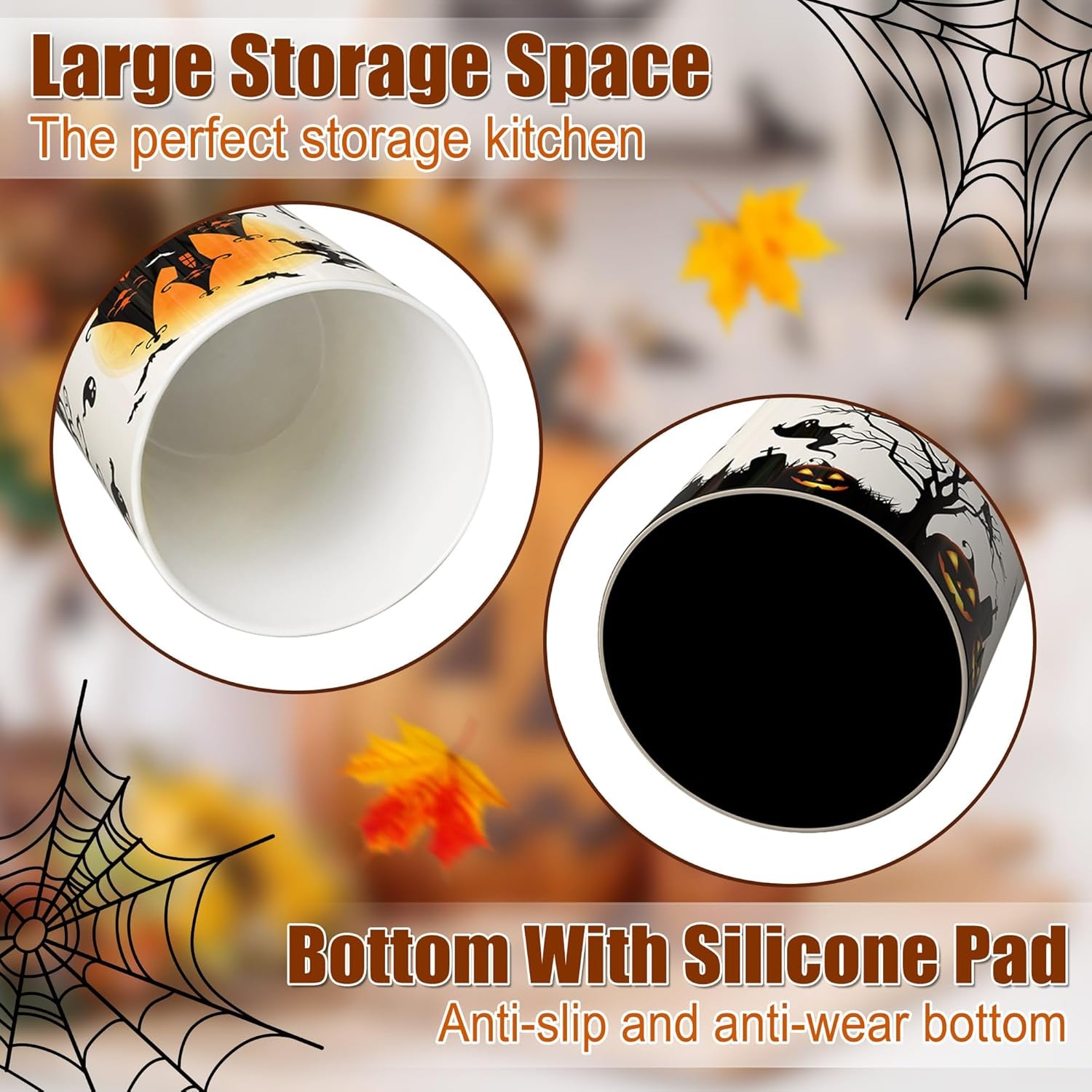 Halloween Kitchen Decor – Ceramic Utensil Holder with Cute Witch Castle Design"