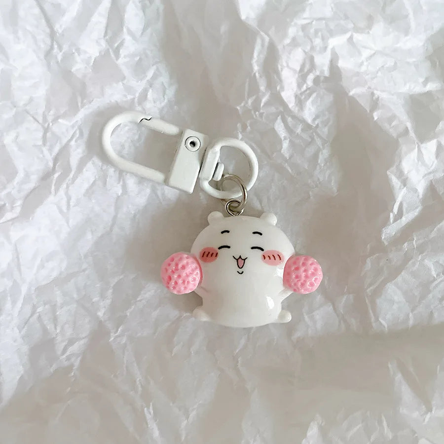 Sanrio Kawaii Keychain Set (6Pcs) – Cute Anime Hachiware & Usagi Bag Charms, Perfect Birthday Gift for Kids & Friends