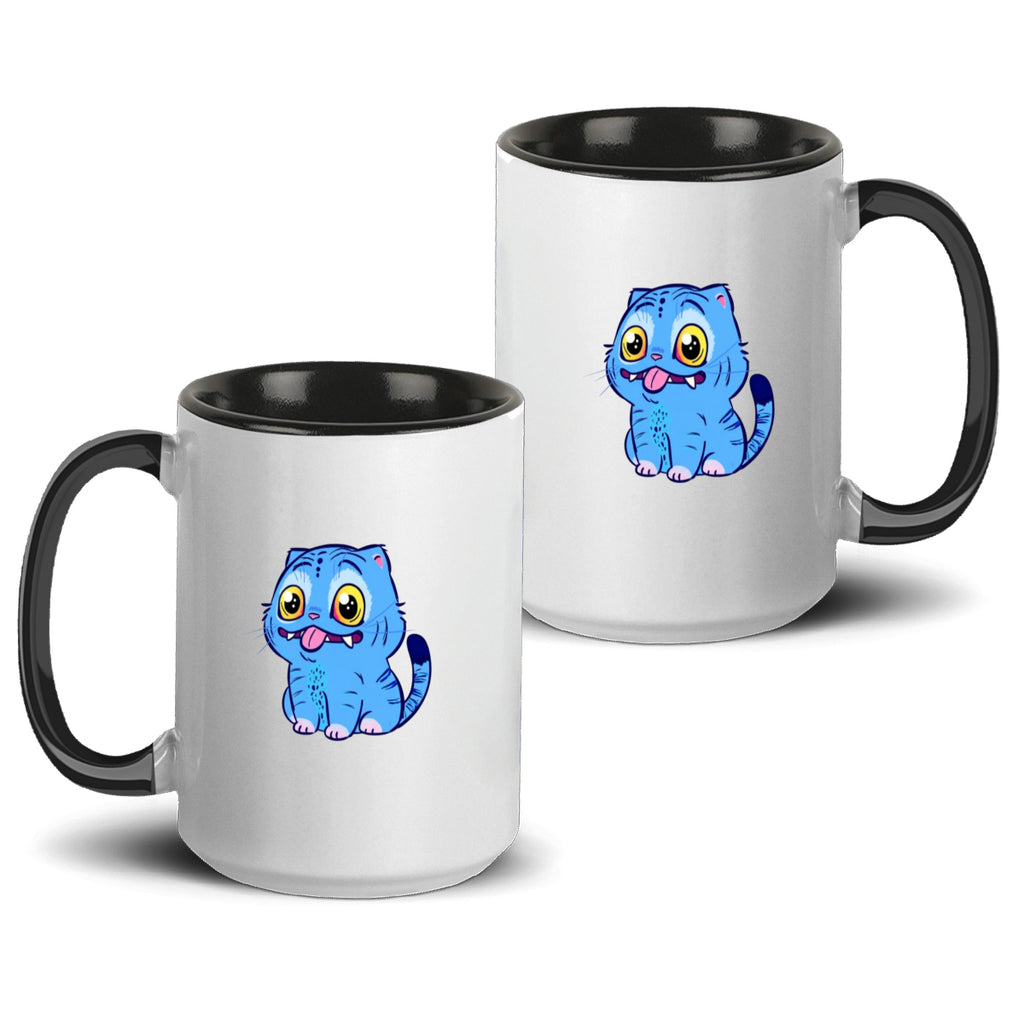 Blue Tiger Kpop Demon Hunters Accent Mug 15oz – Derpy Tiger Netflix-Inspired Ceramic Coffee Cup for K-pop Fans
