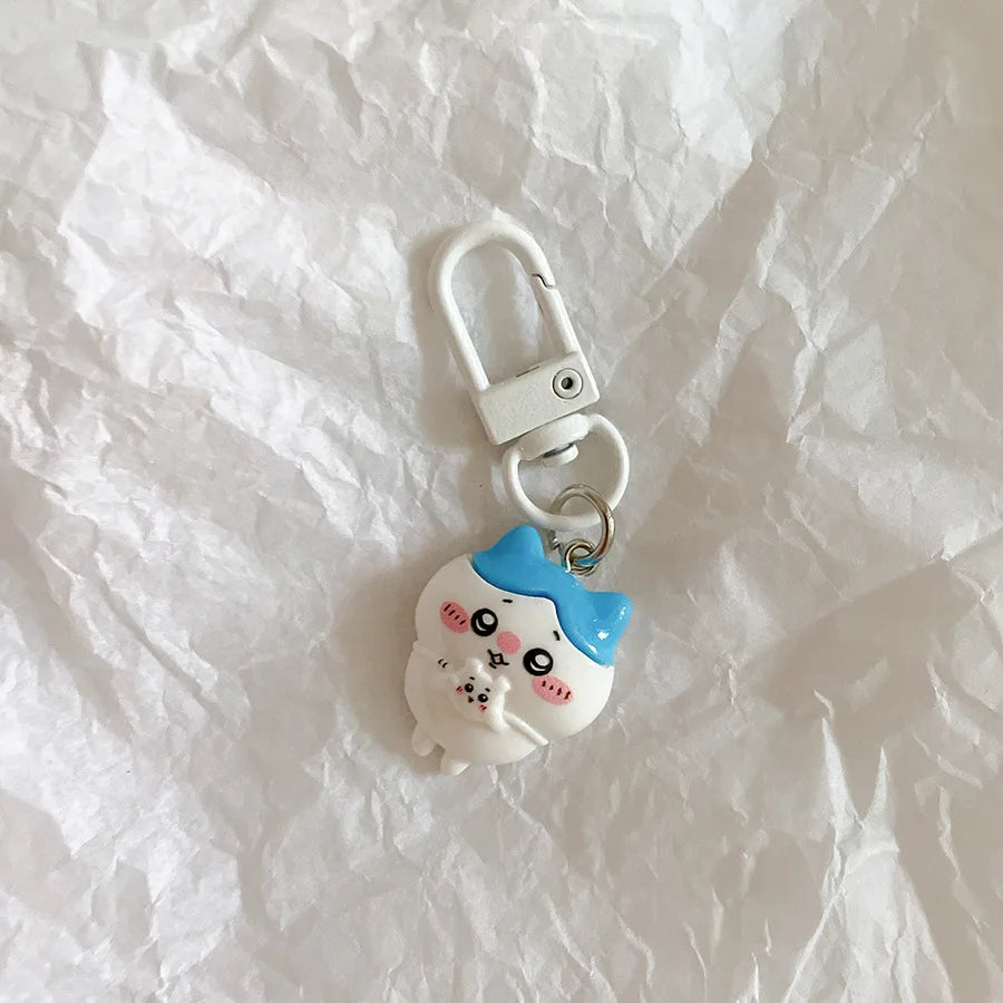 Sanrio Kawaii Keychain Set (6Pcs) – Cute Anime Hachiware & Usagi Bag Charms, Perfect Birthday Gift for Kids & Friends