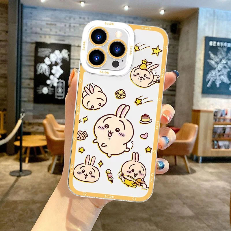 Cute Cartoon Chiikawa Usagi Hachiware Case for Iphone 16E 16 15 11 14 13 12 Pro Max plus 7 8 X XS XR Silicone Capa Clear Cover