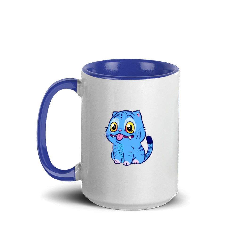 Blue Tiger Kpop Demon Hunters Accent Mug 15oz – Derpy Tiger Netflix-Inspired Ceramic Coffee Cup for K-pop Fans