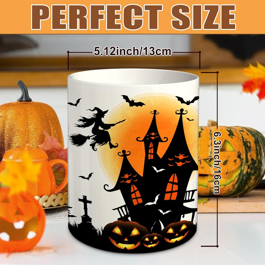 Halloween Kitchen Decor – Ceramic Utensil Holder with Cute Witch Castle Design"
